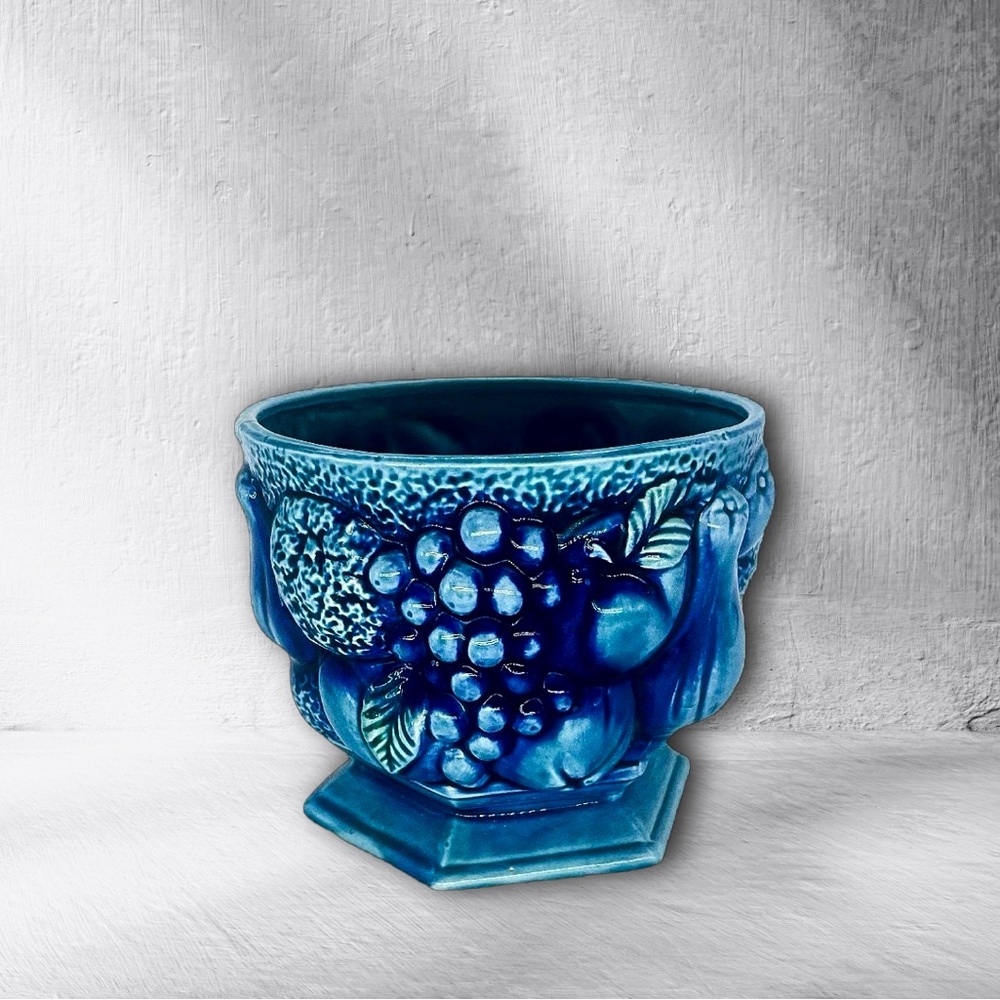 •SOLD• 60s Vibrant Mood Indigo Inarco Fruits Planter